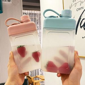 Water Bottles Portable Square Cups Outdoor Travel Convenient Pocket Juice Creative Sports Plastic Bottle Simple