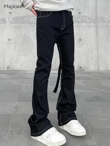 Erkek kot pantolonlar vintage kurdeleler bahar sonbahar Amerikan modaya uygun minimalist 90'ların hip hop günlük parlama pantolonları ihale erkek arkadaş stil