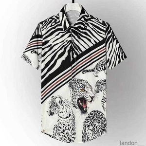 Mens Casual Shirts Minlgu Summer Short Sleeve Mens Luxury Speckle Leopard Printed Dress Fashion Men Slim Fit 4xl