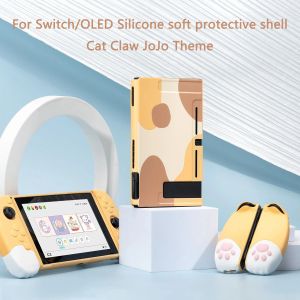 Fall för Nintendo Switch OLED skyddande fodral Silikon Soft Cat Claw Protector Shell Jojo Shell NS OLED Skyddshylsa Split Shell