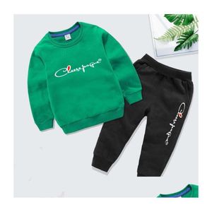 Conjuntos de roupas Crianças Meninas Outfits Suéteres Pant Ternos 2 Pcs Bebê Crianças Loungewear Tracksuits Menino Roupas Drop Delivery Maternidade Dh3Fb