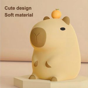 Bonito dos desenhos animados capivara silicone luz noturna usb recarregável tempo escurecimento lâmpada de sono para decoração do quarto das crianças 240220