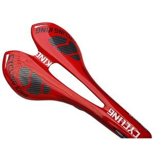 Selle bici Ciclismo Fl Fibra di carbonio Cuscino per bicicletta da strada di montagna Parti rosse Mtb 275X14M Consegna di goccia Sport all'aperto Dhey9