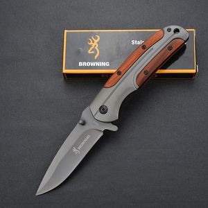Browning Folding knife 3Cr13 Blade Rosewood Handle Titanium Tactical knives Pocket Camping Tool fast open Hunting Knives Survival knives