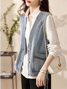 Coletes femininos primavera verão colete jaqueta feminina coreano casual sem mangas casaco mulher roupas simples vintage denim colete chaleco mujer