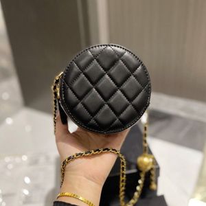 Mulheres redondas vaidade acolchoado mini sacos esmagamento bola de pérola com metal ouro ferragem matelassé corrente crossbody bolsa ombro cosméticos 208y