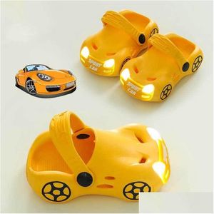 Sandals Led Shoes Children Garden Clogs Slippers Cute Cartoon Car Summer Boys Girls Mes Light Up Nonslip Kids Slides 230615 Drop Del Dhcgj