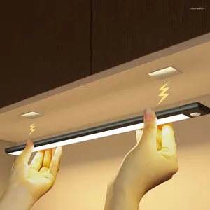 Luci notturne Sensore di movimento Luce LED wireless Lampada ricaricabile USB Armadio guardaroba sotto retroilluminazione per cucina