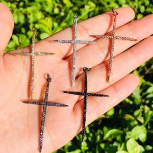 5 pçs pingentes de cruz religiosa para mulheres pulseira colar fazendo placa de ouro bling cz bronze charme diy jóias acessório atacado 240222