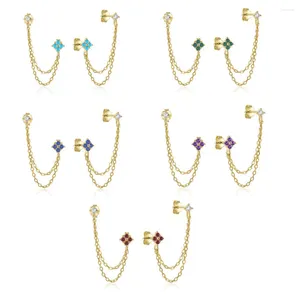 Studörhängen Dainty Fine Jewelry S925 Pendientes Plateados Opal Jewellery Sterling Silver Chain Link Zircon Earring for Women Luxury