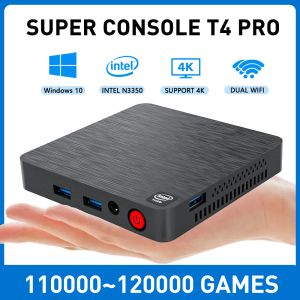 Konsoler 120000+ Games Mini Retro Video Game Console Super Console X T4 Pro Batocera 33 för PS2/PS1/PSP/WII 4K Retro Game Box Intel N3350