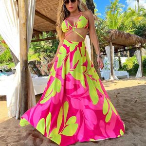 Basic Casual Dresses 2024 New swimsuit beach dress womens summer solid V-neck cross tie dress swimsuit beach suit J240224