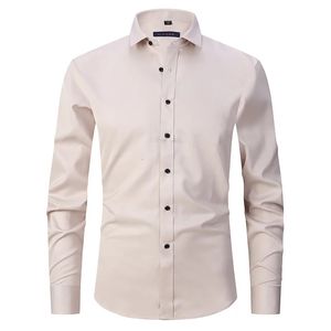 6XL, осенне-зимняя мужская рубашка большого размера с длинными рукавами, не требующая глажки, деловая повседневная однотонная формальная одежда, облегающая посадка 240223