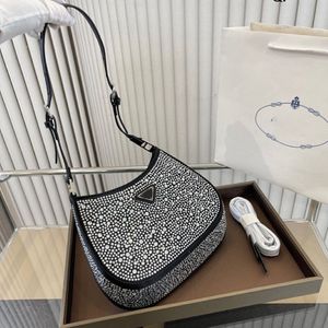 Borsa hobo con strass Cleos Borse da donna firmate Borse a tracolla con diamanti Borse a tracolla in raso impreziosite da cristalli Qualità da donna 20222660