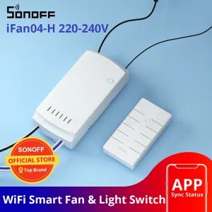 Control SONOFF iFan04H WiFi Smart Fan Switch 220240V Adjust Fan Light Controller Support APP Voice 433MHz RF Remote Control for Alexa