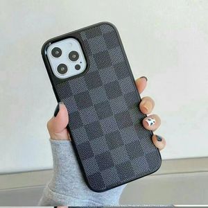 iPhone 15 Pro Max Designer Phone Case for Apple 14 13 Samsung Galaxy S24 Note 20 Ultra Luxury PU Leather Floral Checkerboard Back Cove Coque Fundas Black Checkerboard