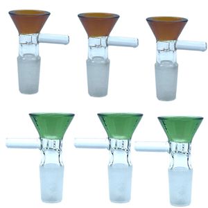 Hookahs 5mm thick glass bong slides with handle bowl funnel Male hourglass colorful 14mm Smoking accessories Water Pipe bongs 18mm bowls