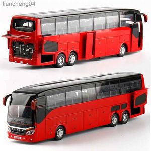 Druckguss-Modellautos, neues Produkt, hochwertiges 1/32-Legierungsbus-Modell mit Rückziehfunktion, hohe Nachahmung, Doppel-Sightseeing-Bus, Flash-Spielzeugfahrzeug, kostenloser Versand