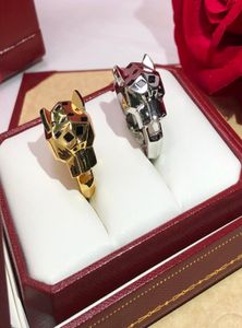 Classic Designer fashion 925 sterling silver green eyes leopard ring animal zircon 18K gold plated panther jewelry for women or me7994495