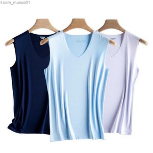Men's Tank Tops Men Ice Silk Vest Tank Top Sleeveless T Shirts V-neck Undershirts Outer Wear Breathable Sport Seamless Fitness Muscle ClothesL2402