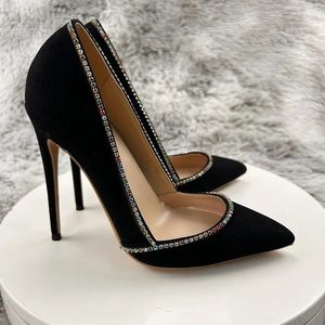 Sukienka buty 2024 Autumn and Winter Diamond Black Gold High-end Stiletto High Ceelled Temperament Fashion Banquet