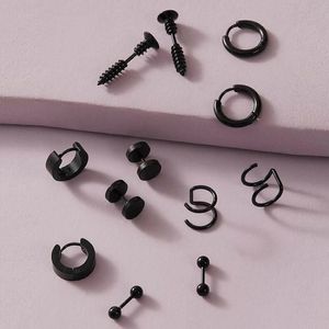 Stud Earrings Goth Unusual Man For Teens Fashion Stainless Steel Cool Stuff Punk Gothic Style Men's Hoop Black Grange297N