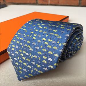 2024SS Cravatta di design Cravatta di seta nero blu Jacquard tessuta a mano per uomo Cravatta casual e da lavoro Moda Hawaii con cravatte a scatola