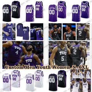 NCAA Custom S-6XL TCU Horned Frogs College Basketball 2 Emanuel Miller Trikots 3 Avery Anderson III Jameer Nelson Jr. Xavier Cork Ernest Udeh Jr. Essam Mostafa Lundblade