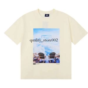 High Street Tide Brand Men's T-shirts KITH Street View Printed Short-sleeved ROSE Omoroccan Tile for Men and Women Tee Cotton Tops 681