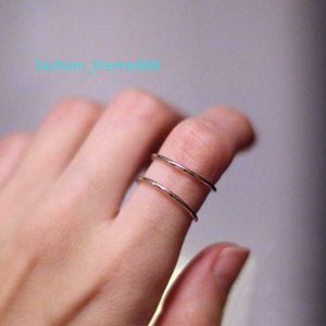 Simple designs 2 layer ring jewelry women open ring gold plated stainless steel open rings