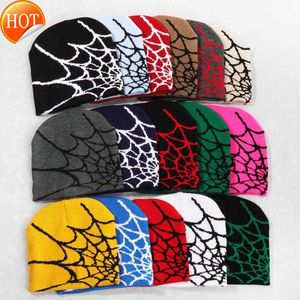 Bead Caps 2023 Hot Selling Knitted Hats European and American Hat Trends New Pullover Spider Web Y2k Jacquard Mens Womens