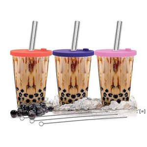 Tubllerzy wielokrotnego użytku Boba Cup 16 unz podwójna ściana gruba plastikowa plastikowa przeciek Dowód Projekt Bubble Tea Mug Morze DWB13239 DROP DOBRY DOM G DHCY3