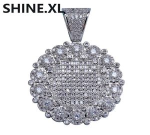 Хип-хоп круглый кластерный медальон золотой кулон ожерелье цепочка Шарм серебряный цвет Bling кубический циркон для мужчин женщин для подарка5513259