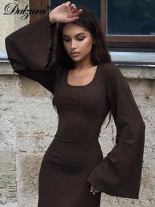 Temel gündelik elbiseler seksi bodycon zarif maxi elbise kadın moda ultra ince bandaj elbise sonbahar gündelik uzun kollu bornoz ofis bayan tank üst j240224