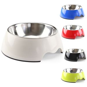 Cães gatos tigelas removível de aço inoxidável anti-skid redondo melamina suporte comida tigela de água para cães pequenos médios grandes y200917214p