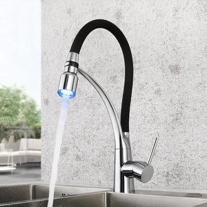 Torneiras de cozinha SKOWLL Mixer LED Light Sink Torneira Torneira Frio Deck Montado Banheira Polida Chrome