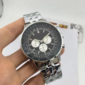 U1 Top AAA Bretiling B01 46MM Uhren Qualität Navitimer Herrenuhr Chronograph Quarzwerk Goldgehäuse Schwarzes Zifferblatt 50. JAHRESTAG Armbanduhren mit Edelstahlarmband