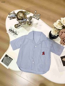 Luxury baby lapel Shirt Short sleeve Fine vertical grain Child T-shirt Size 100-150 CM kids designer clothes girls boys Blouses 24Feb20