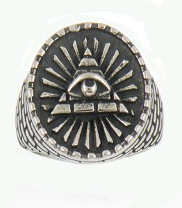 FANSSTEEL stainless steel mens or wemens jewelry masonary egyptian bricks triangle all seeing eye masonic ring 13W526752807