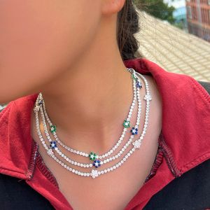 Choucong marka tenis wisior luksusowa biżuteria 18k biały złoto wypełnienie okrągły 5a Cubic cyrkon cZ Diamond Stones Party Naszyjnik Eternity For Lover Prezent