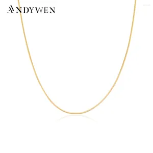 Chains ANDYWEN 925 Sterling Silver Gold Snake Chain Choker Necklace 2024 Women Wedding Fine Jewelry Round Rock Punk Luxury