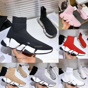 Shoes Designer socks luxury youthful solid color black stitching platform height increasing women men lightweight fitness sneakers pure knitted cotton