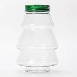 Water Bottles 1PC 200/400/500ml Christmas Tree Sweet Jar DIY Gift Candy Cookie Snack Chocolate Packing Year Container Empty Bottle Box