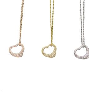 Tiffiny Necklace Designer Women Original Quality Necklaces Open Heart Necklace Gold Plated 18K Heart Shaped Collar Chain Simple And Versatile