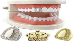 Dentes de coroa única de diamante inteiro inteiro Grillz Dentes de dente único Grillz Dientes Grill Grills Dentes Suspensórios Dentes Grillz Corpo 3033619