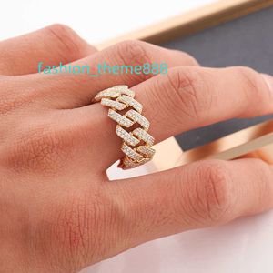 Provence Gem Diamond Alternative 10 Karat Gelbgold Solid Miami Iced Out Moissanit Cuban Link Ring für Männer