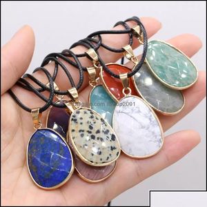 Pendant Necklaces Pendant Necklaces Healing Natural Stone Necklaceirregar Drop Faceted Lapis Lazi Crystal Agate Chakra Pendum For Wome Dhevk