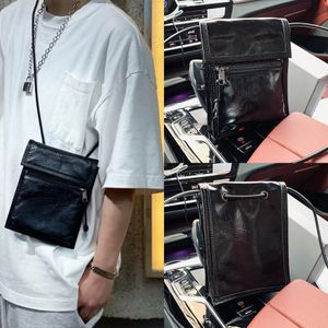 new men explorer small pouch luxury designer lambskin removable strap crossbody bag Matte black hardware zipped pocket handbag purse high quality