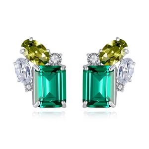 Emerald Gemstone Stud Earrings S925 Silver Shiny Zircon örhängen Europeiska temperament Nischdesignsmycken326n