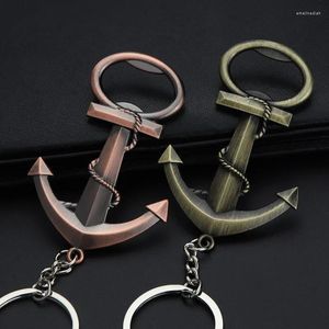 Keychains 3D Anchor Shaped Beer Opener Keychain Metal Three-dimensional Retro Zinc Alloy Sea Direction Bottle